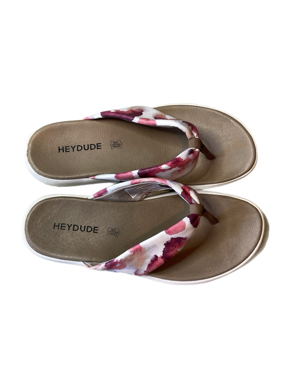 HEYDUDE Julie Sandals Women’s 9 • Rare Discontinued Leather Insole Pink Tie Dye
